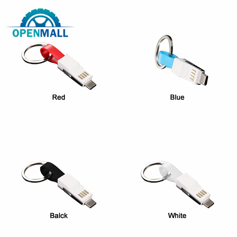 Cáp sạc/truyền dữ liệu đầu cắm/Micro USB/Type-C 3 trong 1 kèm vòng khóa tiện lợi cho ĐT