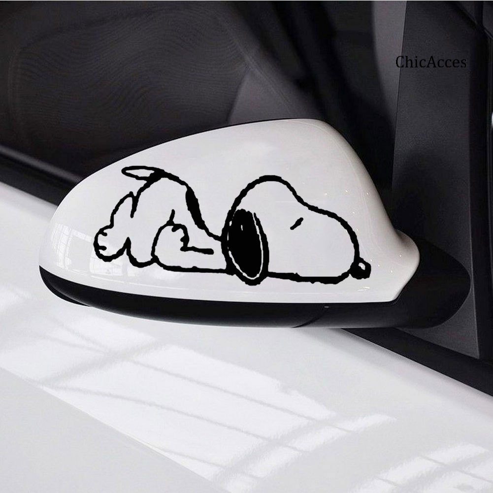 (Hàng Có Sẵn) 1 Cặp Sticker Dán Kính Chiếu Hậu Hình Chó Snoopy Dễ Thương