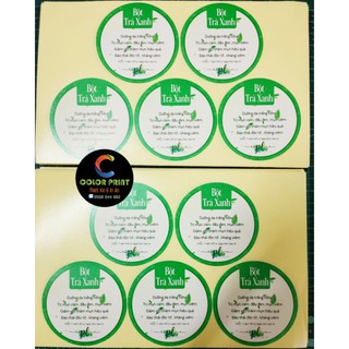 In tem theo yêu cầu SET 50 Tem Bột Trà Xanh - Decal Giấy -Free thiết kế - cắt bế bóc dán - ColorBoom