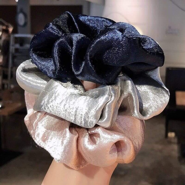 🥥Chun cột tóc lụa satin bóng scrunchies lụa