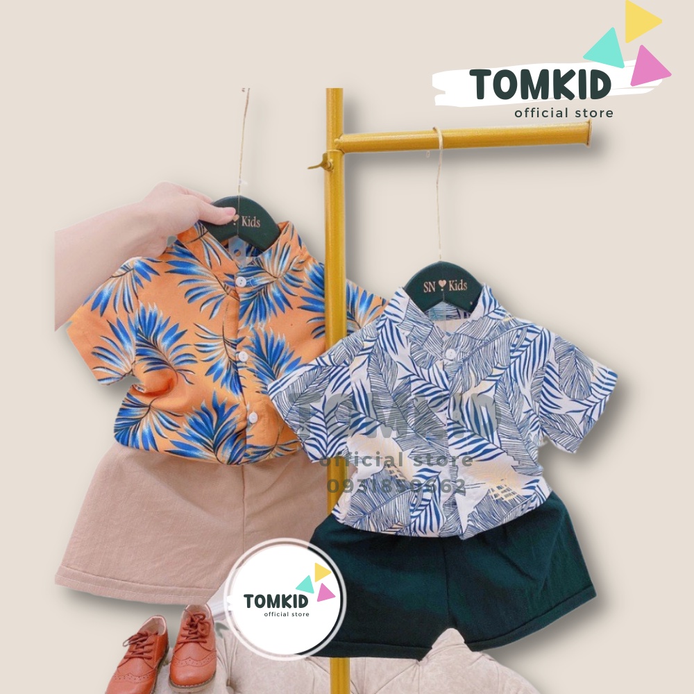 Đồ đi biển cho bé trai, Áo sơ mi cho bé chất tơ đũi siêu mát 7-20kg TomKids