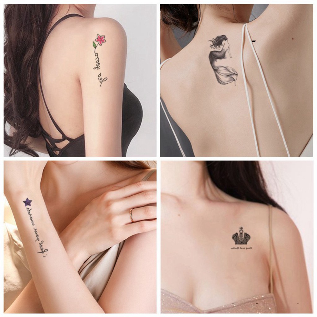 138 Hình Xăm Dán Tatoo Tha Thu Ngôi Sao Cáo Nhịp Tim Vương Miện Hoa Kim Cương Bướm Bỉ Ngạn Cho Nam