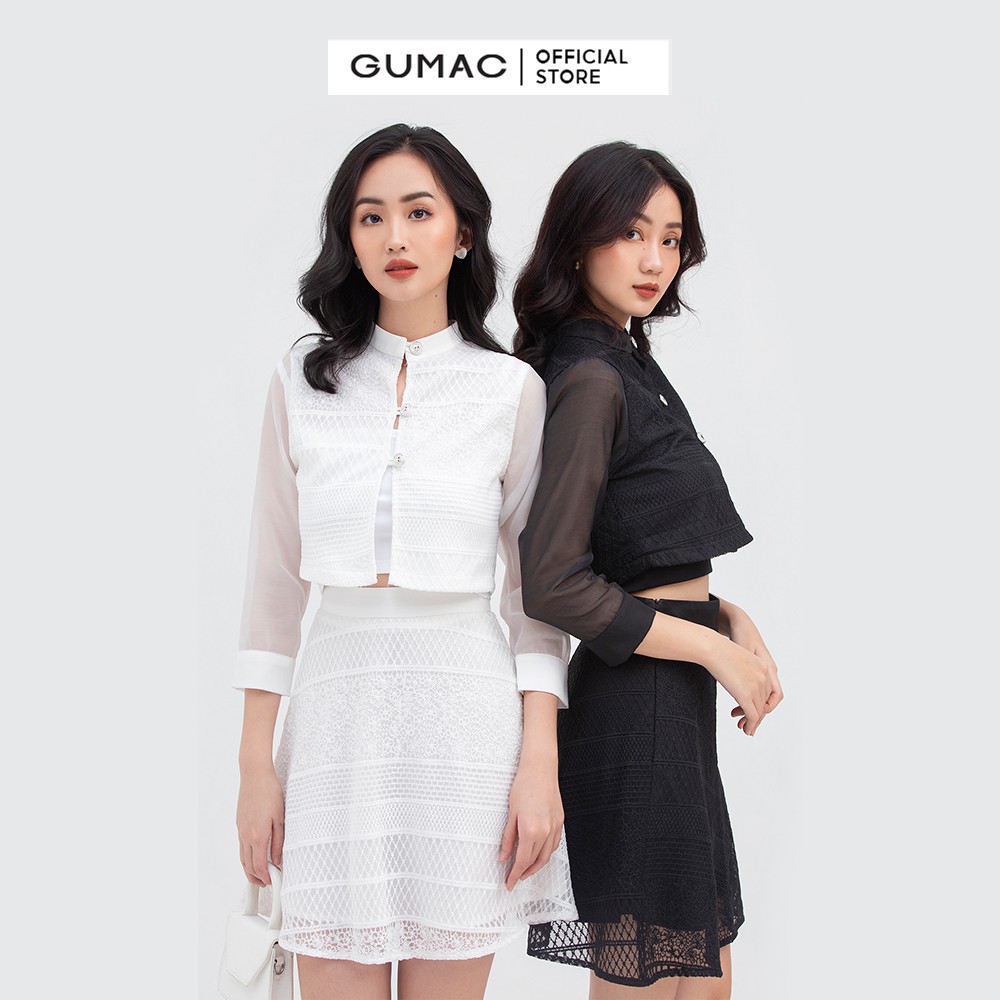 Chân váy nữ dáng xòe GUMAC ren phối tơ quyến rũ VB884 | BigBuy360 - bigbuy360.vn