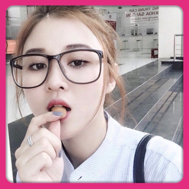 Gọng kính giả cận hotteen bầu lớn nhận làm kính có độ sẵn