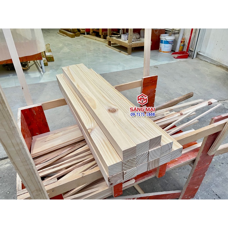 [MS176] Thanh gỗ thông vuông 4,5cm x 4,5cm x dài 80cm + láng mịn 4 mặt