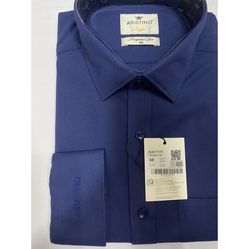 Áo Sơ Mi Dài Tay Nam Aristino – ALS07909 – Xanh Đậm Kẻ Sọc Tăm