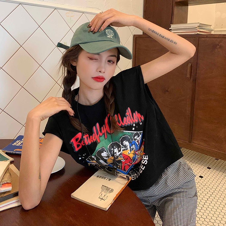 Jiashucheng Áo Thun Sát Nách Dáng Rộng In Họa Tiết Kiểu Retro Thời Trang Mùa Hè