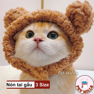 Nón tai gấu cho mèo - Mũ cosplay gấu chất liệu lông cừu mềm mại cho thú cưng