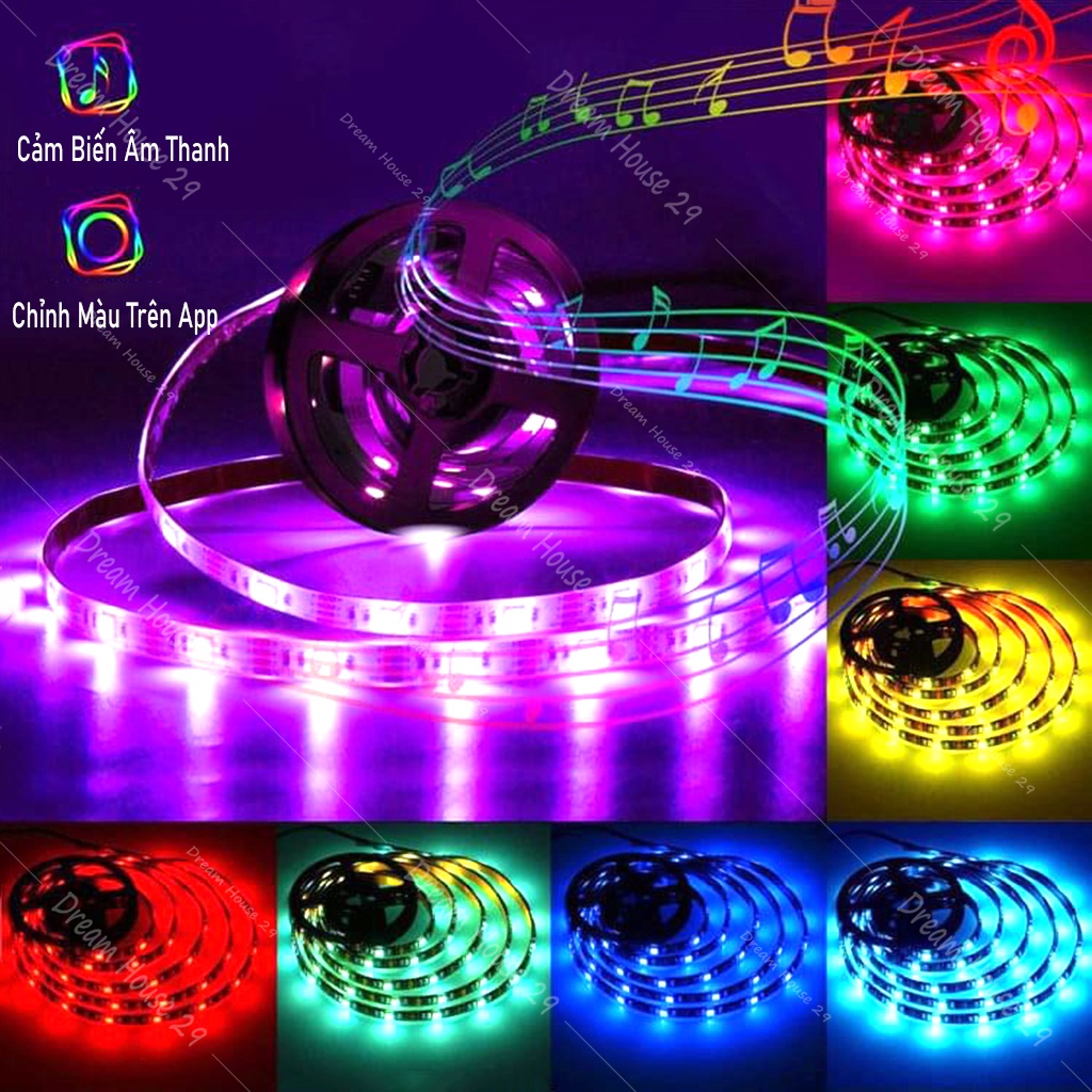 Đèn led tiktok, dây đèn led RGB 16 triệu màu điều khiển bằng điện thoại, nháy theo nhạc, đèn led tiktok đổi màu