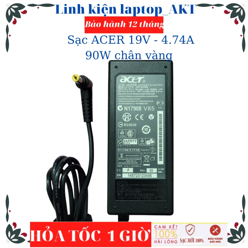 Sạc Laptop ACER 19V-4.74A-90W-ZIN chân thường Aspire 3020 5020 4530S 8460P 8470P 8560P 8760P 8470W 8540W 8570W
