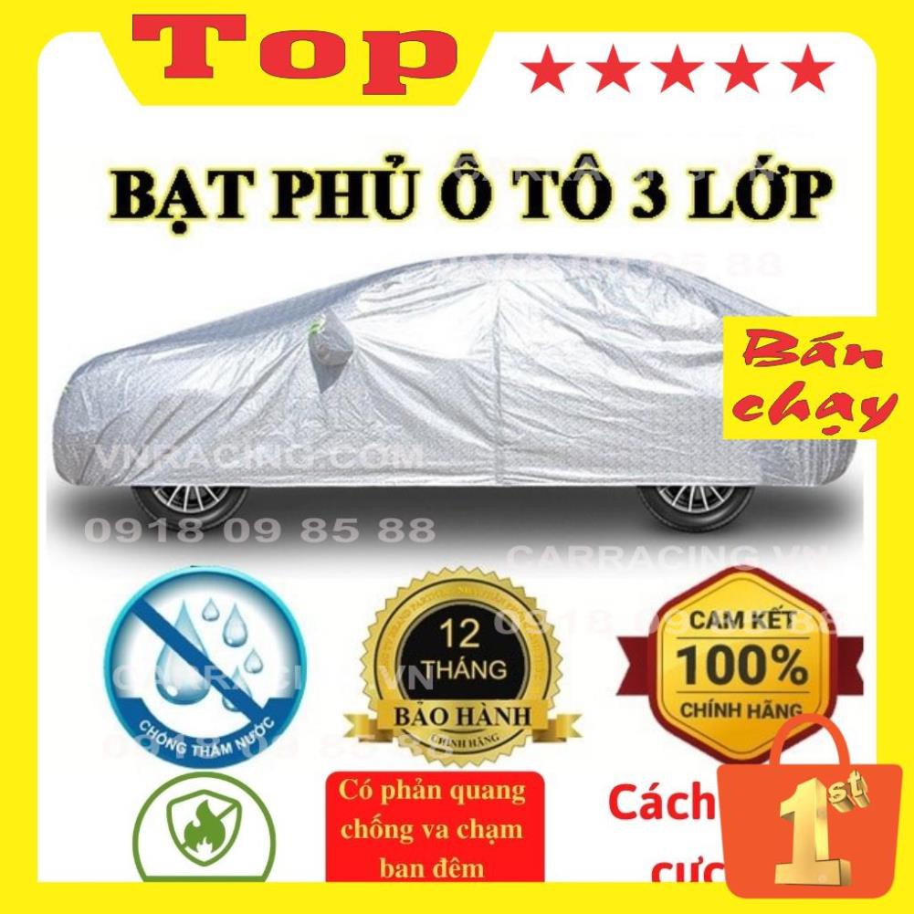 Bạt phủ toàn xe  3 lớp chống xước LA03, chống nắng, chống cháy ô tô CARRACING Bạt phủ xe ô tô che xe 4 5 7 chỗ bán tải