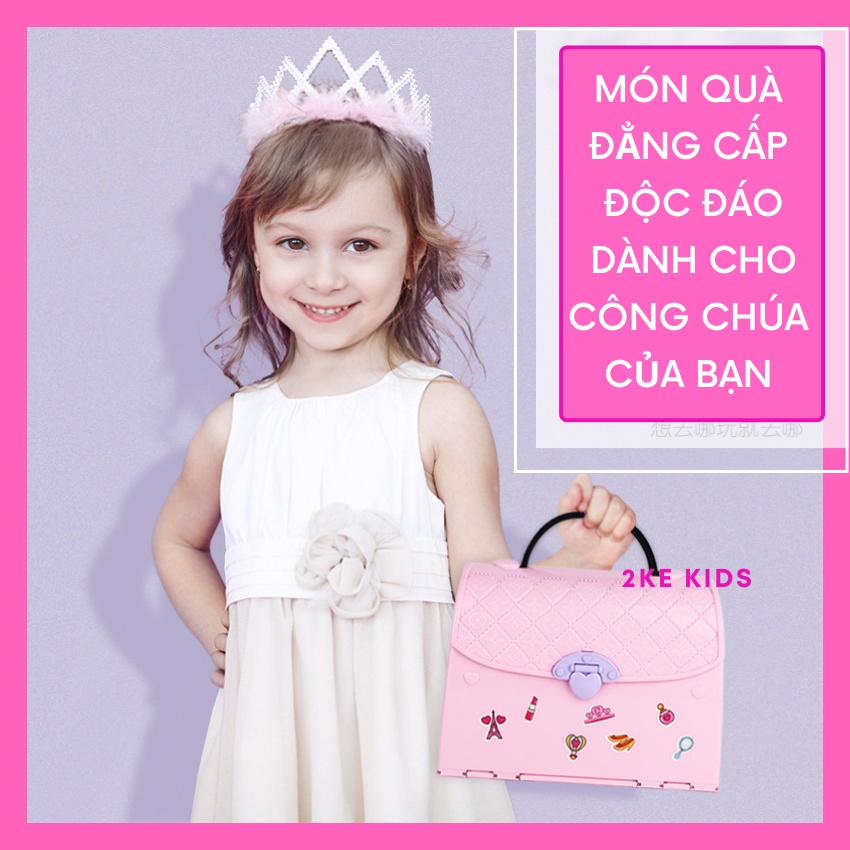 Nhà búp bê mô hình lắp ráp xếp gọn -đồ chơi thông minh tư duy sáng tạo trong túi xách thời trang-2KE KIDS