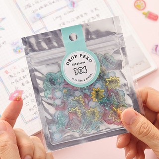 Túi 100 Sticker Trong Suốt Dẻo Nổi Siêu Cute Không Thấm Nước