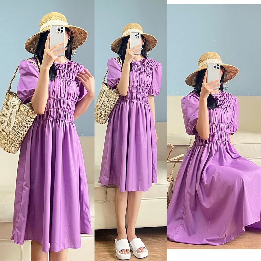 Đầm thô lụa bo chun ngực