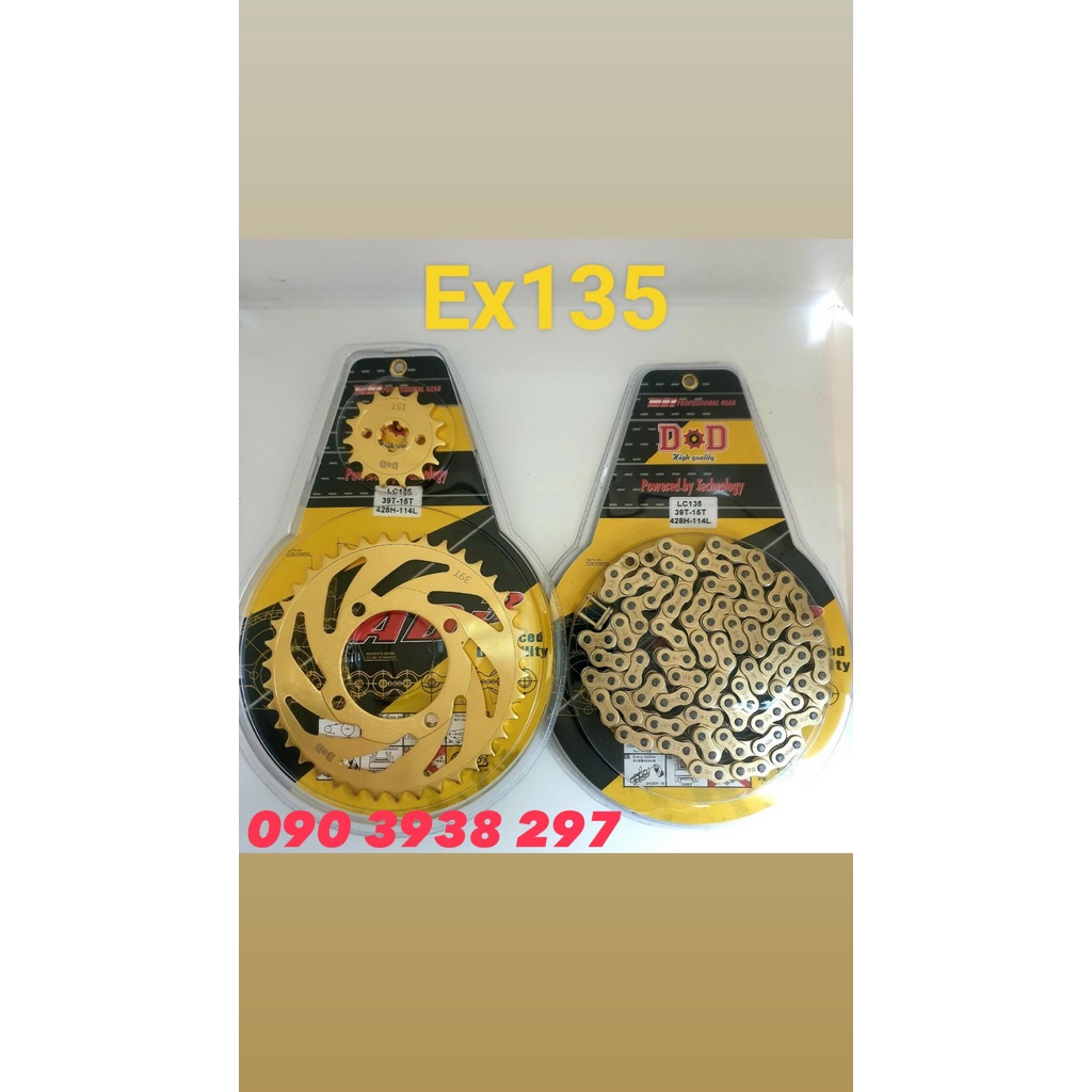 [HCM][HÀNG HOT] Bộ Nhông Sên Dĩa DID Dĩa Vàng Cho Dòng Xe EXCITER 135-150, SIRIUS RC-Fi Của YAMAHA ( Vỉ theo bộ)