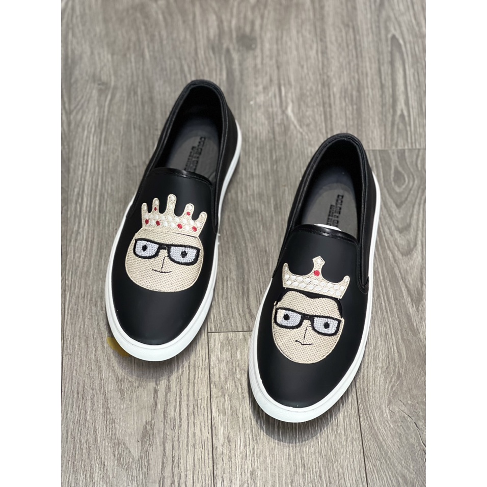 Giày Slipon Mặt Thêu Da Mặt Quỷ Thời Trang Nam Hot Trend 2022