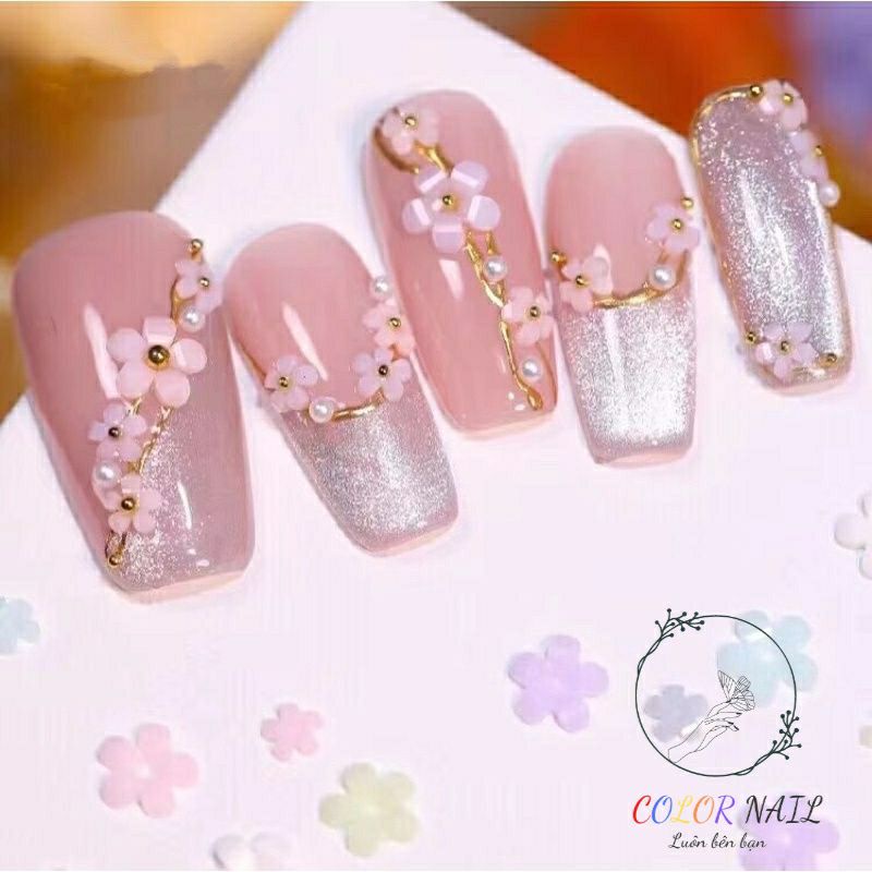 Nail box - Móng up thiết kế : Hoa nhí chỉ vàng