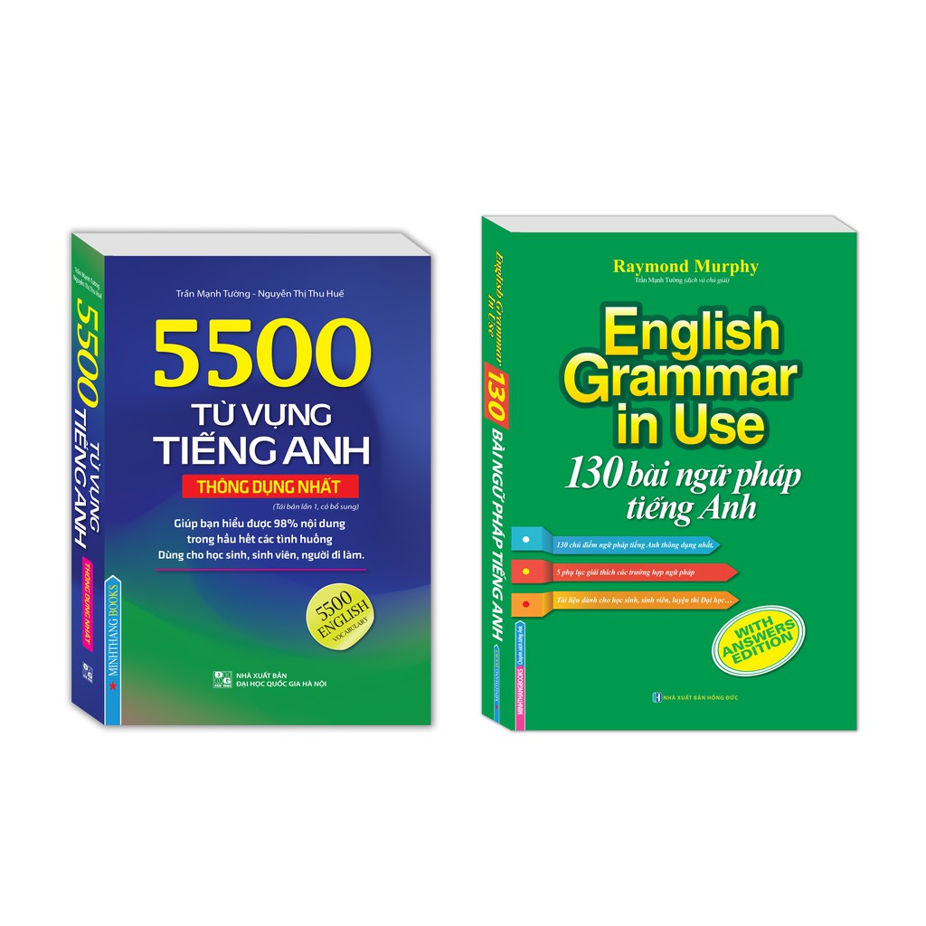 Sách -  Combo 130 bài ngữ pháp tiếng Anh + 5500 từ vựng tiếng Anh thông dụng nhất + Tặng sổ tay