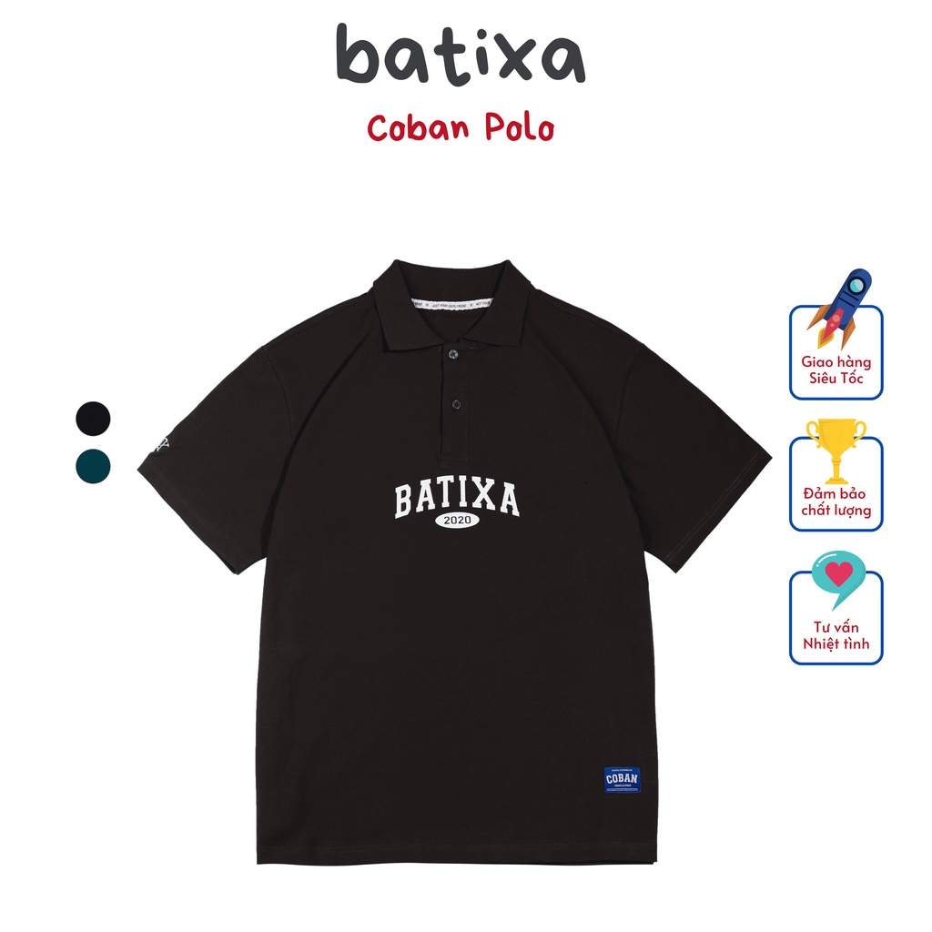 Áo thun Polo nam nữ tay lỡ phông uninsex vải cá sấu cực mát hình in BATIXA C1 COBAN POLO