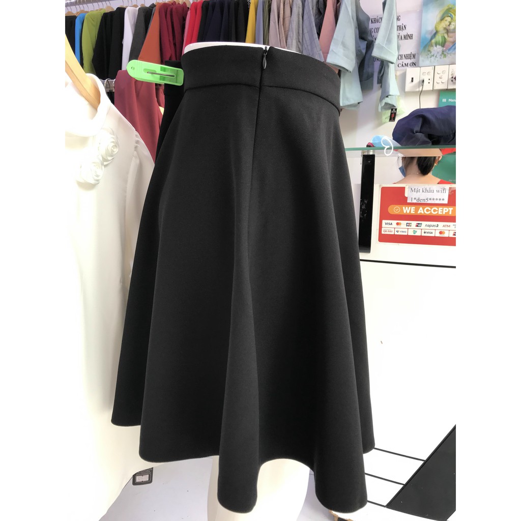 Chân váy xòe công sở vải tuyết mưa loại 1 màu đen CVXD007 | BigBuy360 - bigbuy360.vn