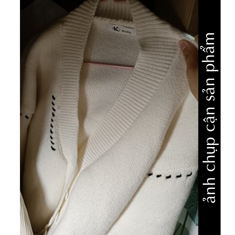 Áo khoác cardigan len màu trắng đen thời trang thu đông hàn quốc, Áo khoác len nữ, Áo len cardigan nữ, Khoác len cadigan