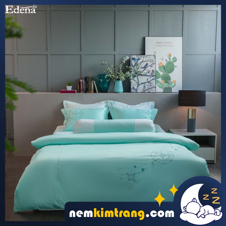 Bộ Ga  Nệm Cotton Solid Edena Mẫu 376 - CHÍNH HÃNG, CAO CẤP
