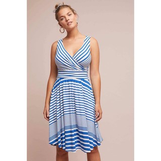 ( SIZE 4US) ĐẦM THUN 2 LỚP CHÉO NGỰC MAEVE CHÍNH HÃNG (SỌC TRẮNG XANH)