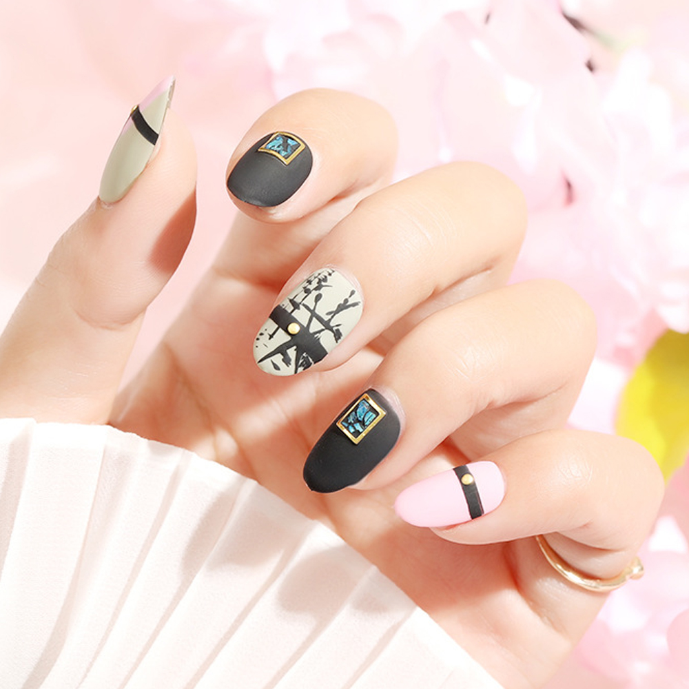 Set 100 móng tay giả bằng acrylic trong suốt cho nữ