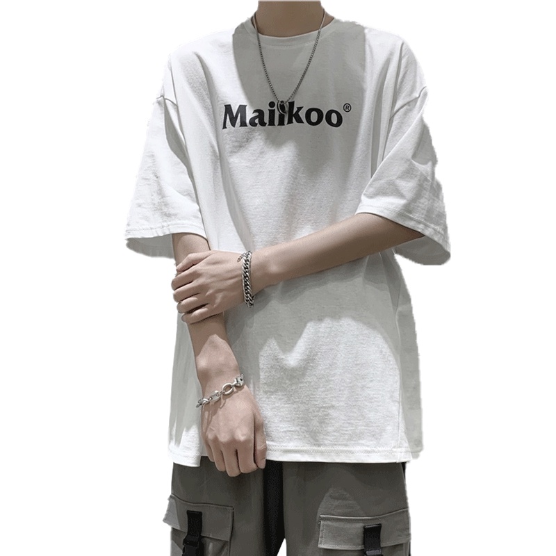 Áo Thun Dáng Rộng In Chữ Phong Cách Hàn Quốc Thời Trang Mùa Hè Cho Nam / Size M-8XL