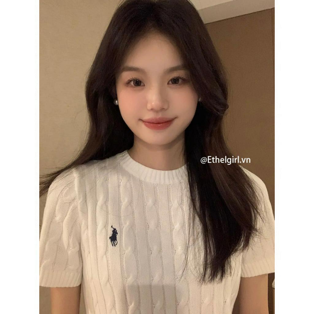 Áo Thun Tay Ngắn Dệt Kim Kiểu retro Thời Trang Mùa Hè Cho Nữ