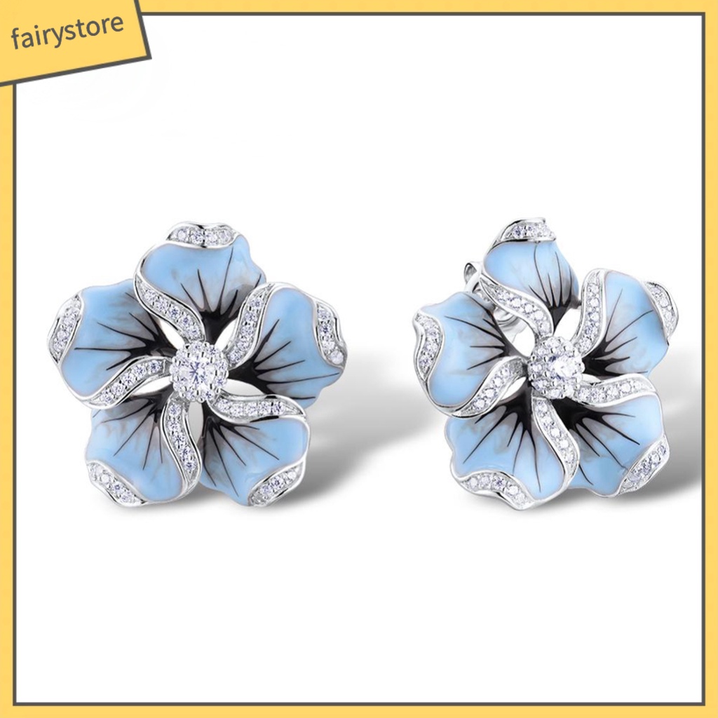 Bông Tai Hình Hoa Đính Đá Lấp Lánh Cho Nữ