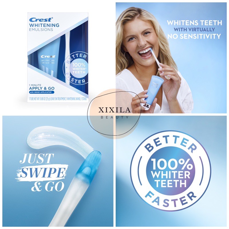 GEL tẩy trắng răng Crest Whitening Emulsions Leave-on Teeth Whitening with Wand Applicator