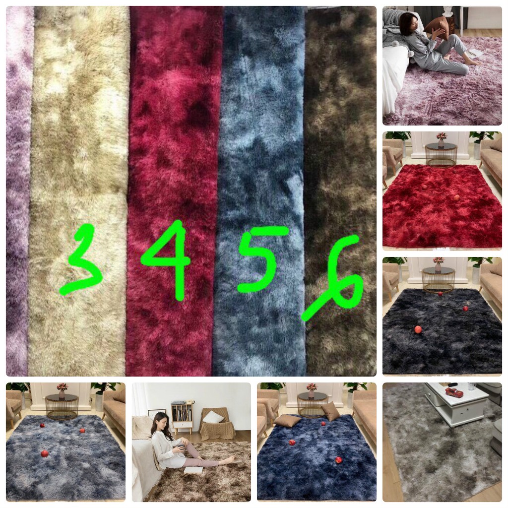 Thảm Lông Trải Sàn 2mx2m2 Thảm trải sàn phòng khách Thảm Lông Loang (chát chọn màu)