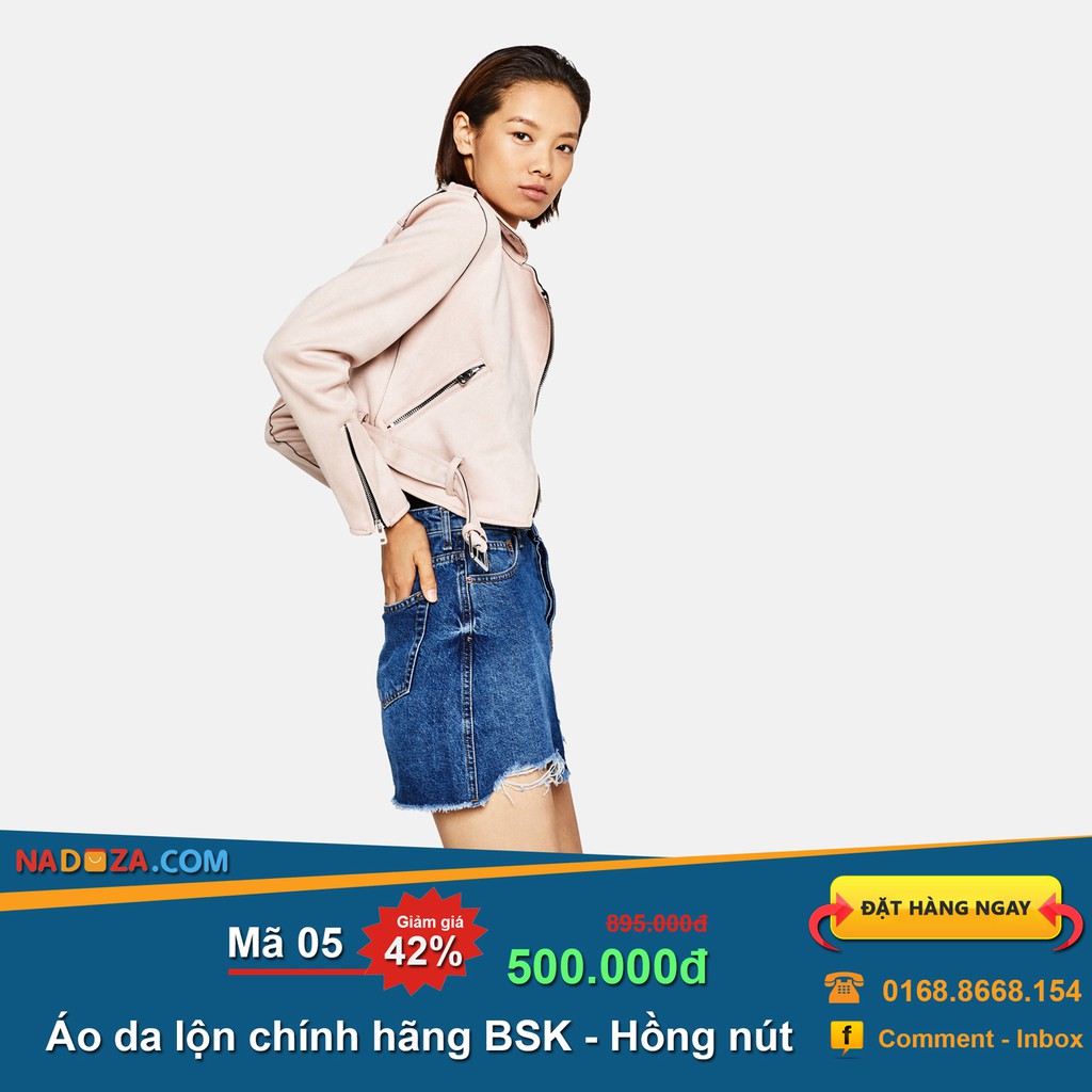 Áo khoác da lộn Bershka - Các màu Hồng nude - Be- Ghi Sáng - Xanh lợt