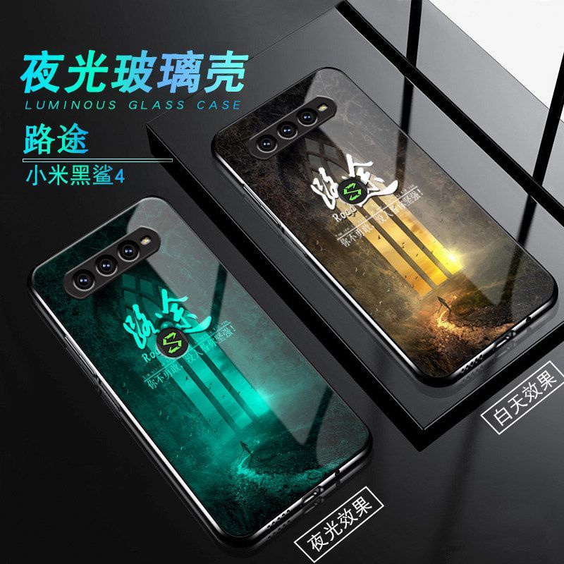 Ốp Điện Thoại Mặt Kính Viền Mềm Màu Dạ Quang Cho xiaomi Black Shark 4 4pro