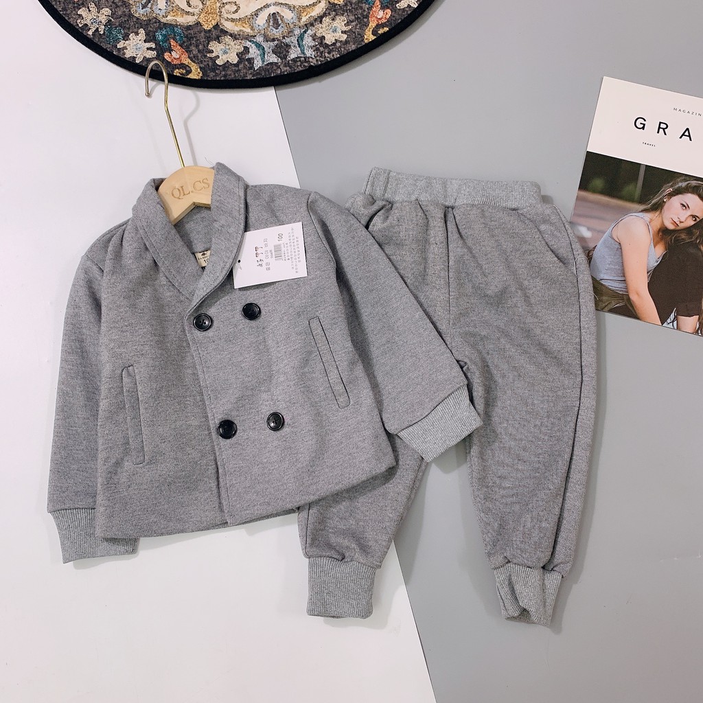 SET VEST DẠ TĂM 2 CHI TIẾT - HÀNG QUẢNG CHÂU CAO CẤP LOẠI 1 CHO BÉ TRAI 9-24Kg