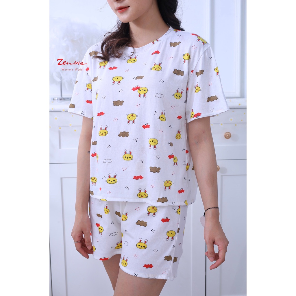 Đồ bộ mặc nhà nữ cotton Zen Me phong cách dễ thương dáng cộc tay cho mùa hè