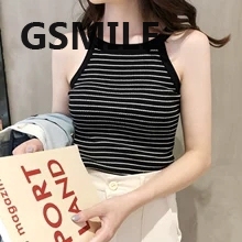 Tank Top Women Korean Trendy Casual Solid Color Knitted Sleeveless Off Tops | BigBuy360 - bigbuy360.vn