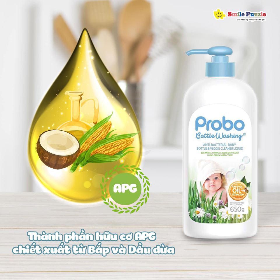 HÀNG NHẬP KHẨU -PROBO - Nước rửa bình sữa và rau quả kháng khuẩn 500g - Xuất Xứ Đài Loan - Dạng Túi