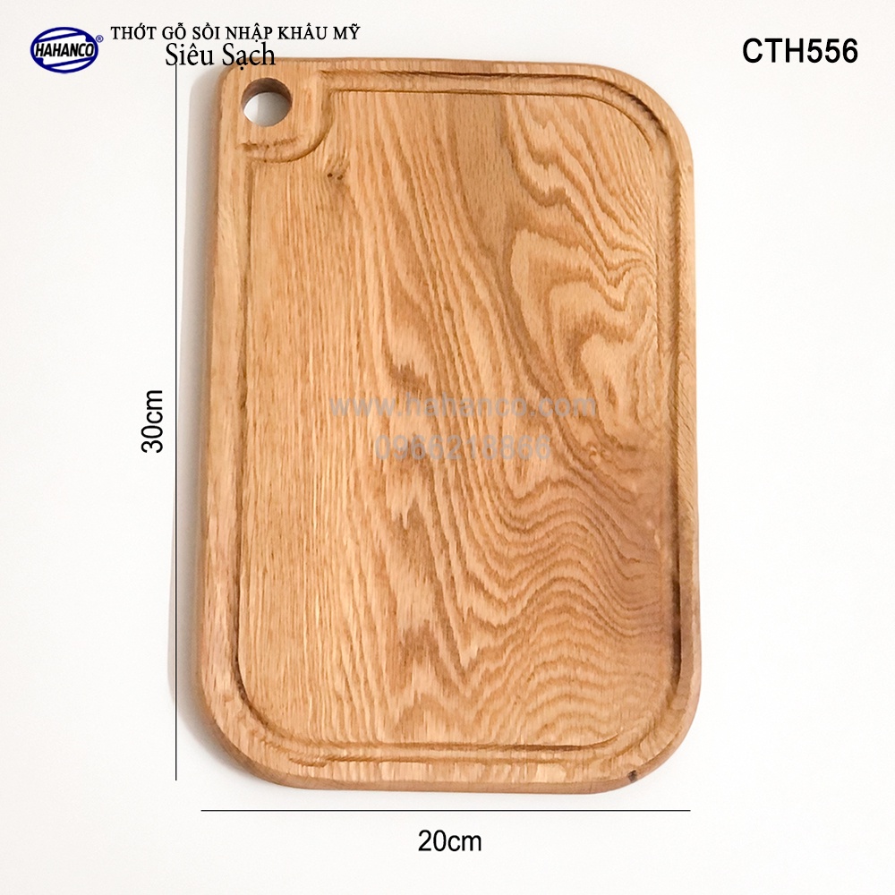 Thớt hình chữ nhật gỗ Sồi nhập khẩu Mỹ - có rãnh bao quanh tiện dụng/Xuất Khẩu Châu Âu (CTH552)
