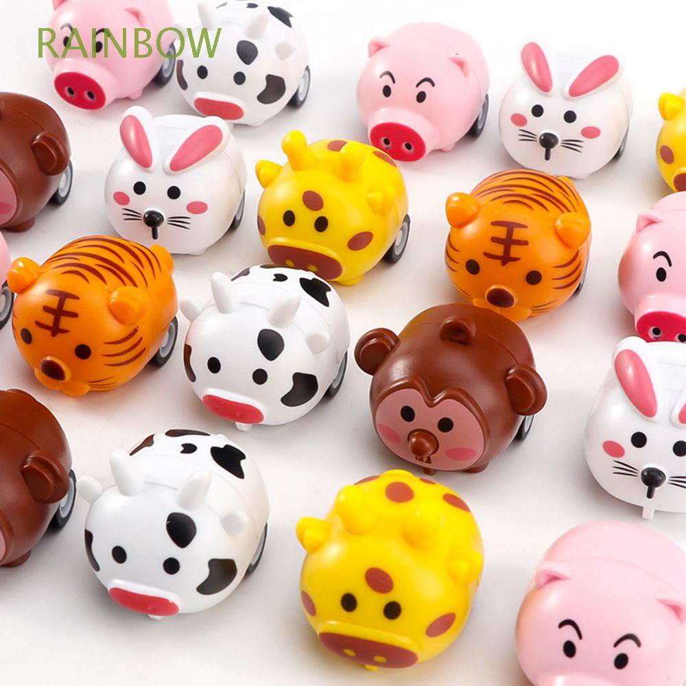 Xe ô tô đồ chơi kéo lùi hình động vật hoạt hình màu cầu vồng sáng tạo dành cho trẻ em 2-6 tuổi