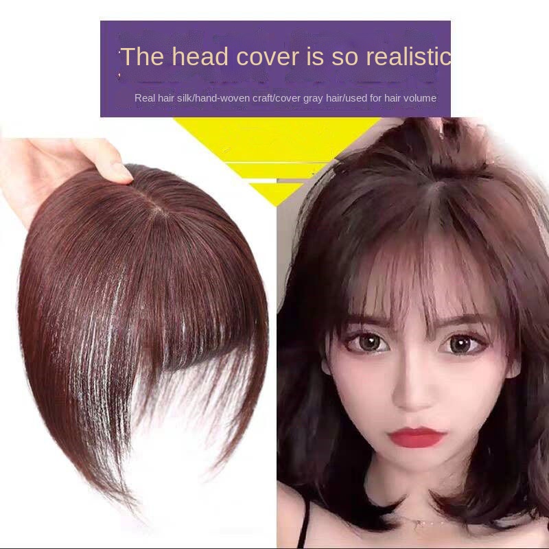 Bộ Tóc Giả Nữ Mái Ngố 3D Màu Trắng Thay Thế