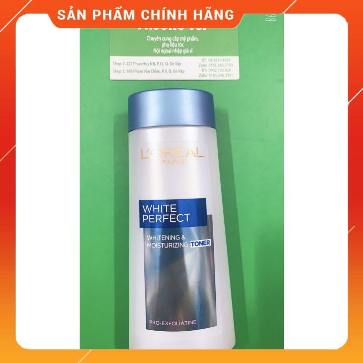 [chính hãng]Nước hoa hồng se khít lỗ chân lông và trắng mịn da L'O.real Paris Aura Perfect 200ml chai màu xanh