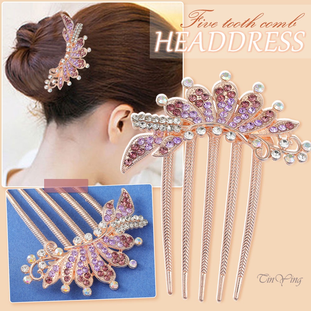 GETNOIVAS 1 Lược Cài Tóc Hình Vương Miện Có Đính Đá Lấp Lánh Thanh Lịch Cho Cô Dâu