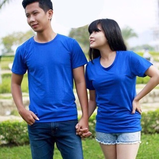 Áo thun trơn form rộng màu xanh bích
