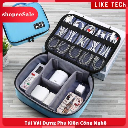 Túi phụ kiện công nghệ đa năng chuyên dụng 1 ngăn, 2 ngăn đựng dây cáp, pin sạc dự phòng có quai xách cầm t