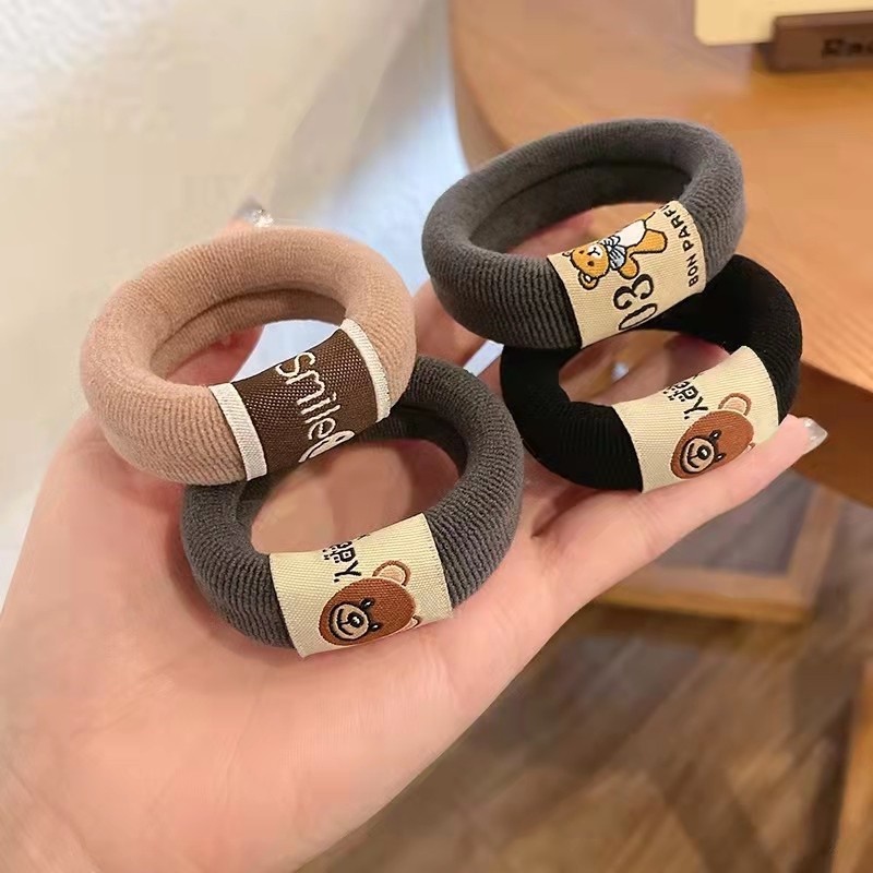 Dây Buộc Tóc Bằng Da Cao Su Co Giãn Không Đường May Phong Cách Hàn Quốc