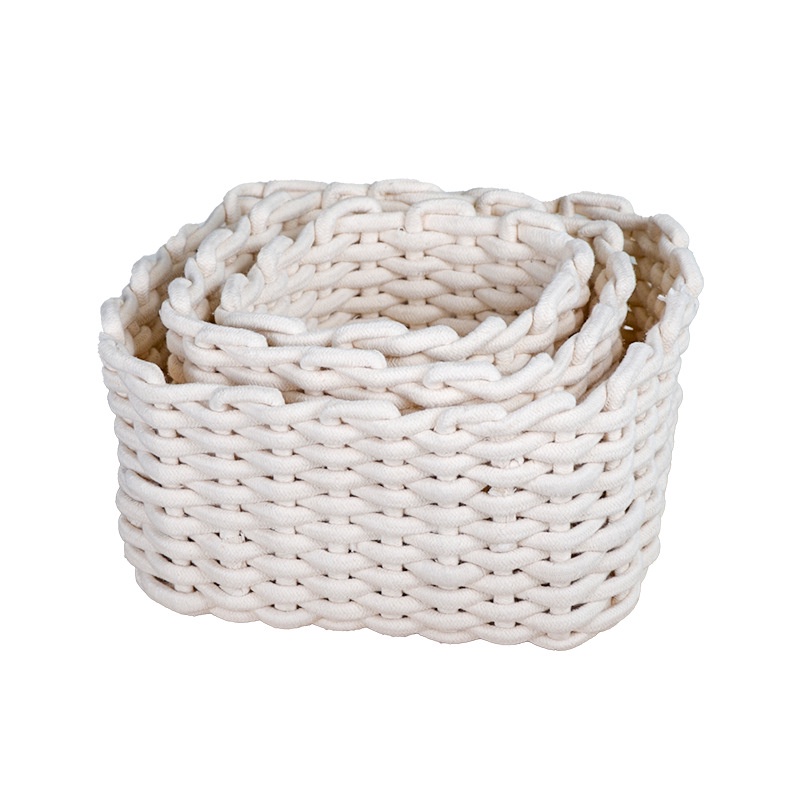 Giỏ Đan Sợi Cotton Phong Cách Bắc Âu Đơn Giản Sắp Xếp Đồ Chơi / Mỹ Phẩm / Đồ Dùng Để Bàn