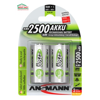 Vỉ 2 pin sạc cỡ trung Ansmann maxE 2500mAh Rechargeable battery C HR14