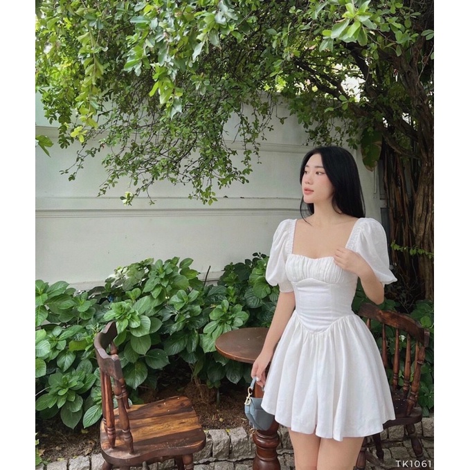 Đầm Váy Cổ Vuông Nhún Ngực 3 Màu F5HT